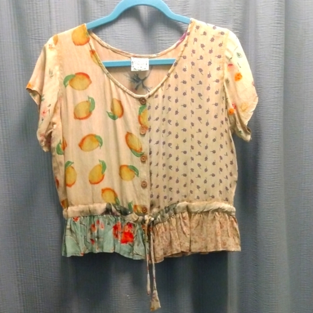 Sacred Threads Multicolor Patchwork Top